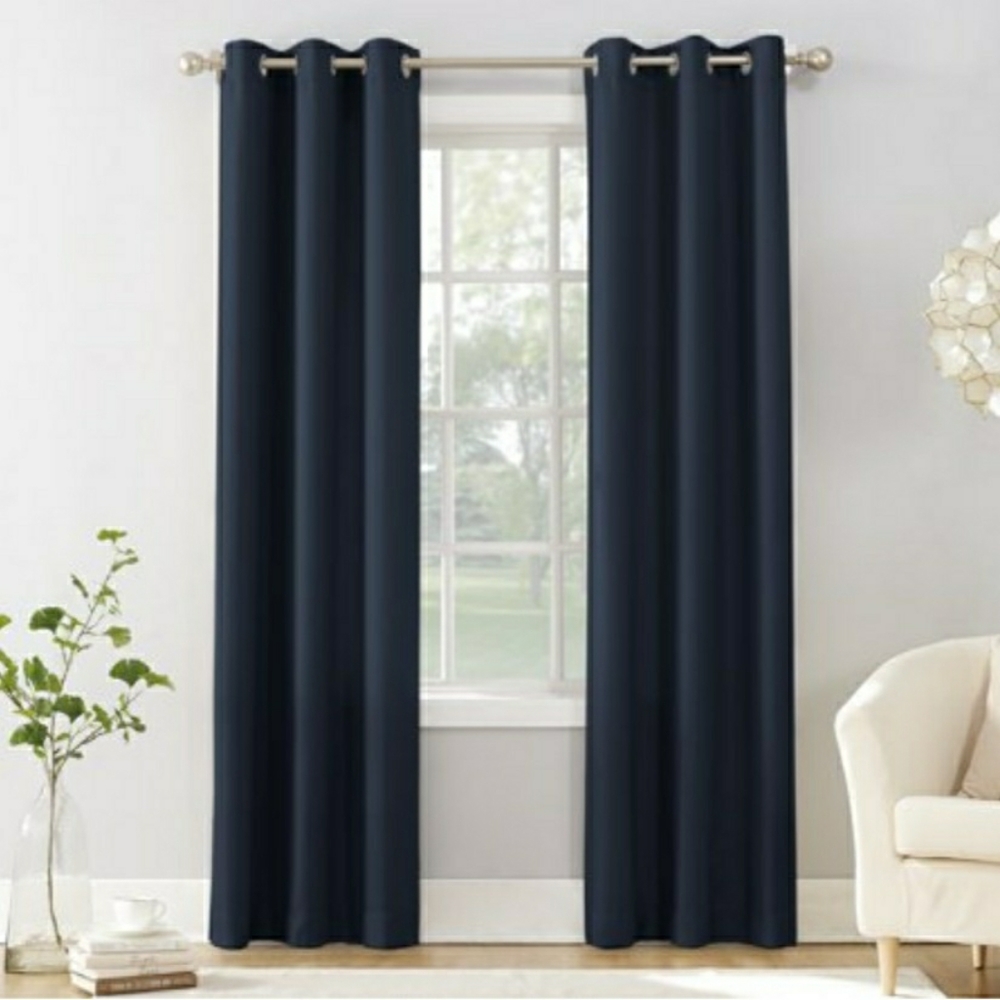 NEW Set Of 2 No. 918 Sora Navy Blue Grommet Light Filtering Curtains 40" X 84"